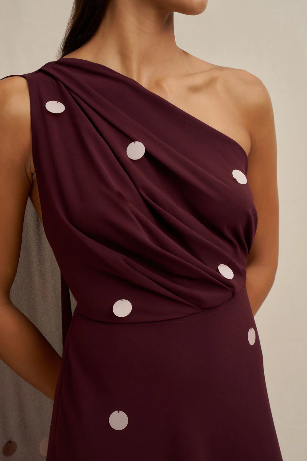 Delia Drape Midi Dress - Wine Pink