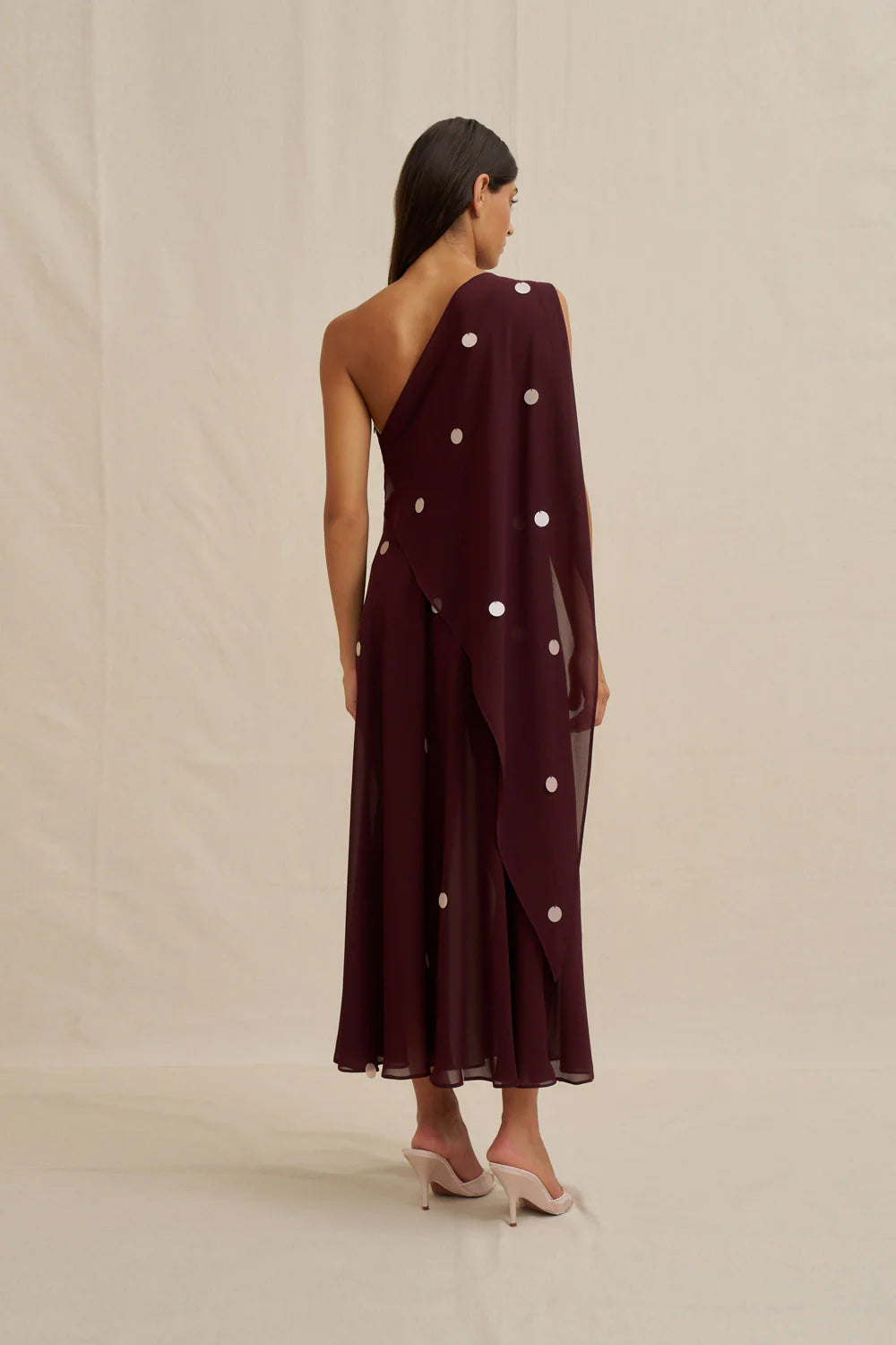 Delia Drape Midi Dress - Wine Pink
