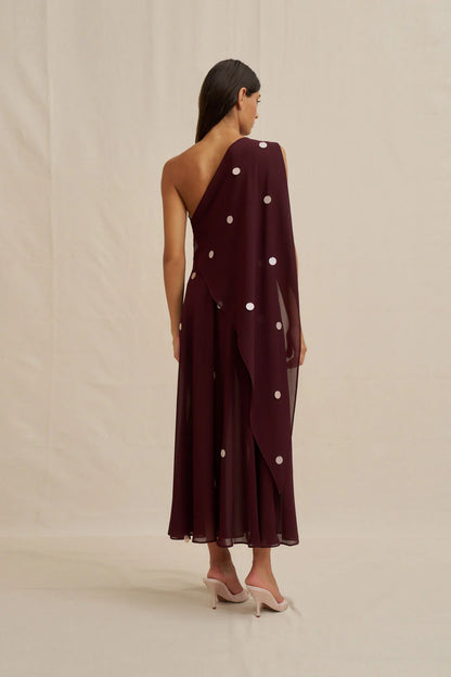 Delia Drape Midi Dress - Wine Pink