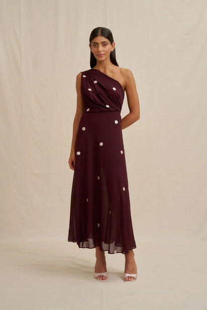 Delia Drape Midi Dress - Wine Pink