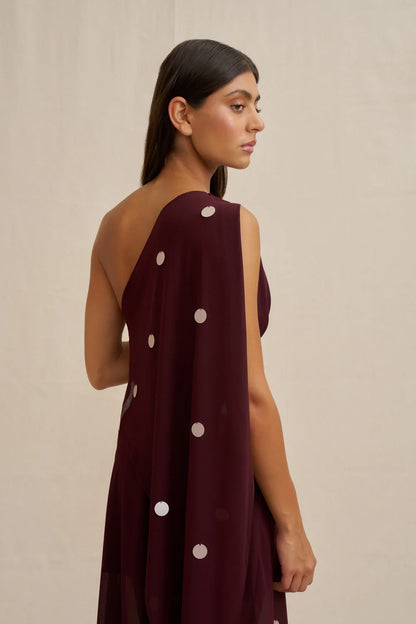 Delia Drape Midi Dress - Wine Pink